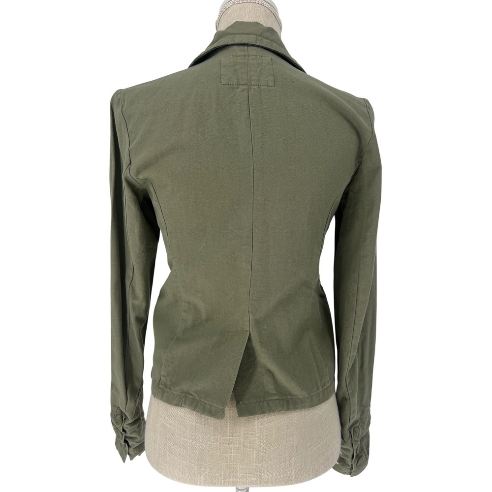 American Eagle Blazer Women Small Green Cotton Military Utility Jacket Boho - Picture 3 of 5